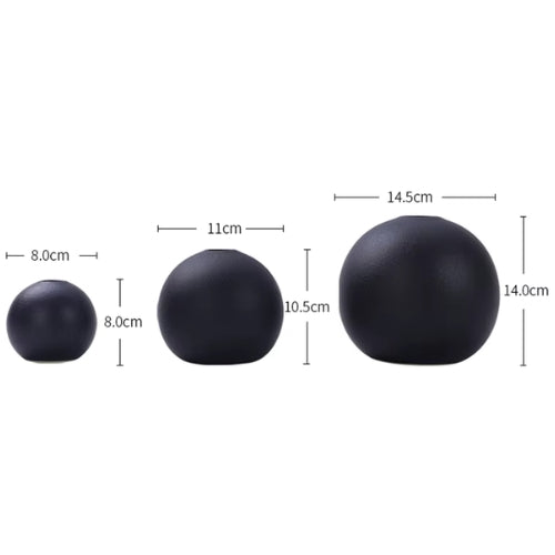 Petits Vases rond en Céramique noir - Petits vases décoratifs - Lysea™