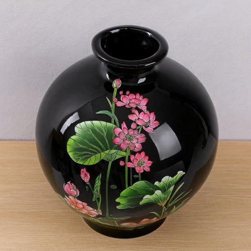 Vase Style Chinois - Vase à fleurs en porcelaine noire - Lysea™