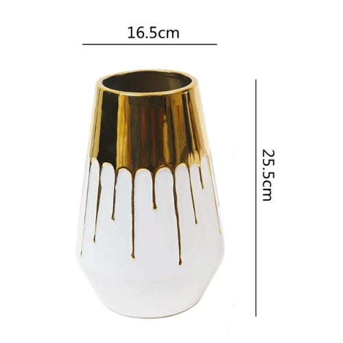 Vase de Luxe en porcelaine - Vase à fleurs doré