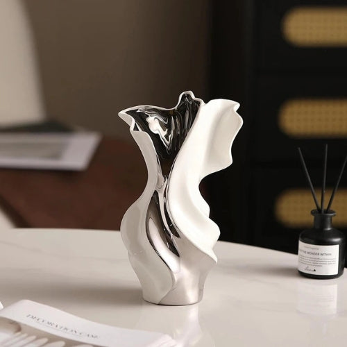 Vase Design blanc - Vase moyen en céramique design - Lysea™