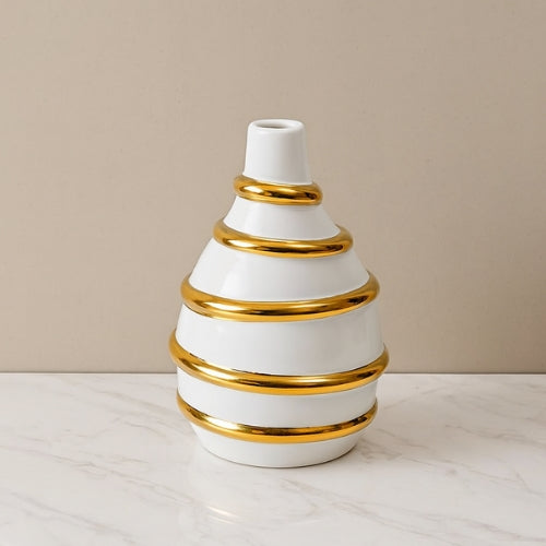 Vase de Luxe en porcelaine - Vase à fleurs doré