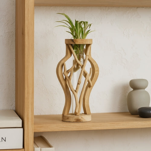 Vase en bois fait main - Vase décoratif en Bois massif