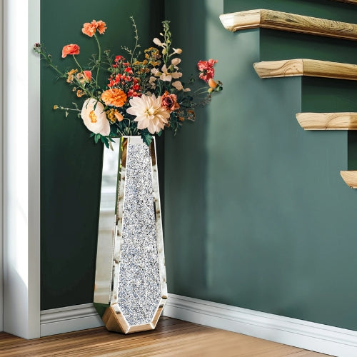Grand Vase Moderne en Verre argenté - Grand vase de sol - Lysea™