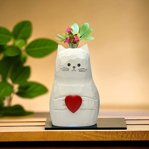 Vase décoratif en Bois - Vase en forme de chat fait à la main | Bois massif - Lysea™