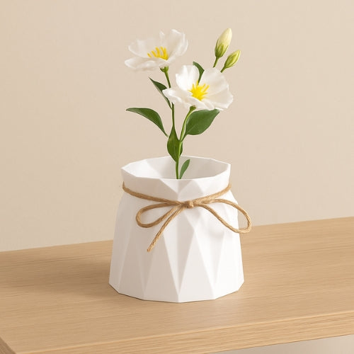 Vase blanc décoratif en Résine - Panier de décoration fleurs - Lysea™