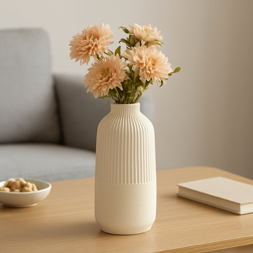 Vase Nordique blanc en résine - Décoration nordique - Lysea™