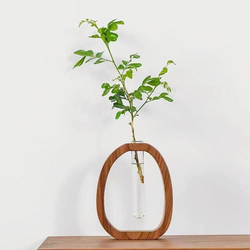 Vase décoratif en Bois et Verre - Arrangement floral - Lysea™