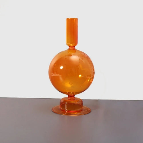 Vase Orange en Verre - Décoration bougeoir - Lysea™