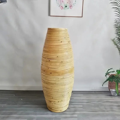 Vase en Rotin indonésien - Vase vintage tissé à la main