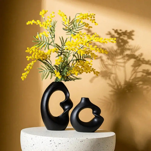 Lot de 2 Vases Moderne en céramique mat / Décoration Design - Lysea™