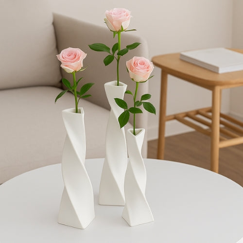 Lot de 3 Vases Design épuré - Décoration artisanale Moderne