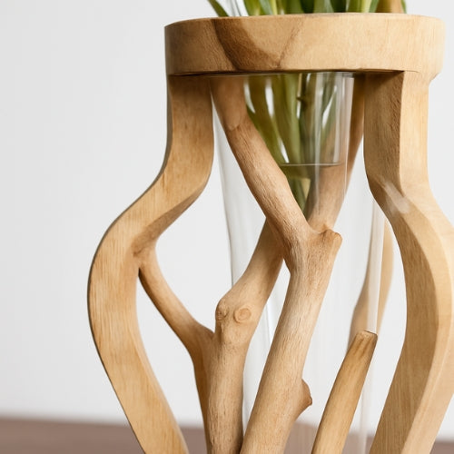 Vase en bois fait main - Vase décoratif en Bois massif