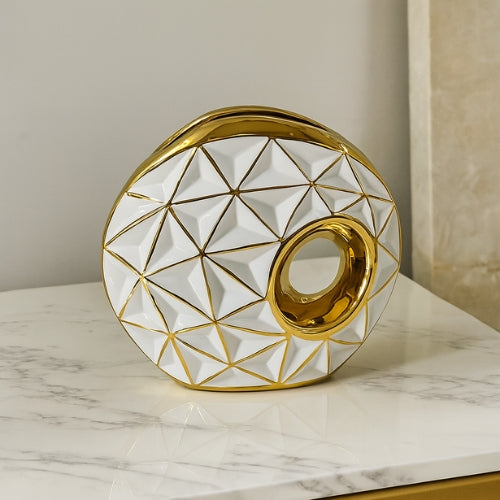 Vase de Luxe en porcelaine - Vase à fleurs doré
