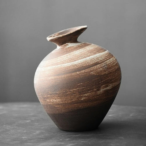 Vase vintage en terre cuite - Vase à fleurs rétro