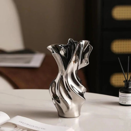 Vase Design blanc - Vase moyen en céramique design - Lysea™