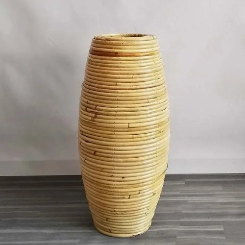 Vase en Rotin indonésien - Vase vintage tissé à la main