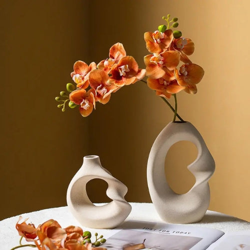 Lot de 2 Vases Moderne en céramique mat / Décoration Design - Lysea™