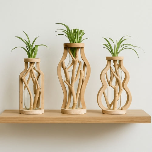 Vase en bois fait main - Vase décoratif en Bois massif