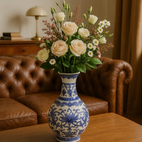 Vase en céramique bleu - Design antique - Lysea™