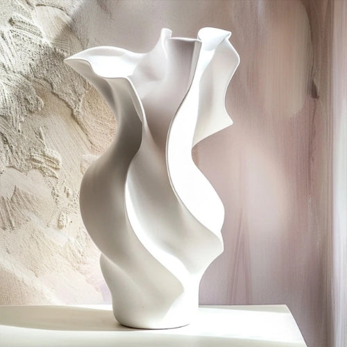 Vase Design blanc - Vase moyen en céramique design - Lysea™