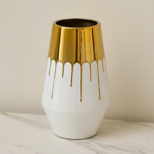 Vase de Luxe en porcelaine - Vase à fleurs doré