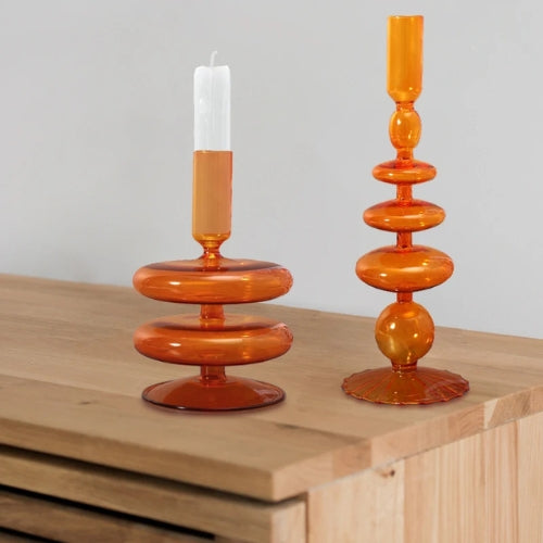 Vase Orange en Verre - Décoration bougeoir - Lysea™