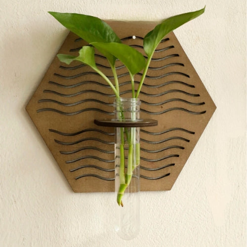 Vase mural en bois - Vase artisanal en bois