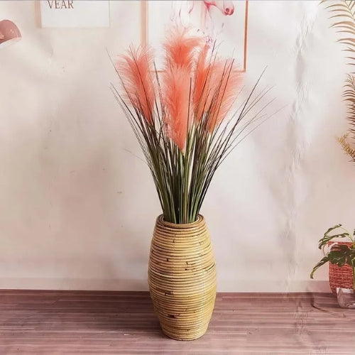 Vase en Rotin indonésien - Vase vintage tissé à la main