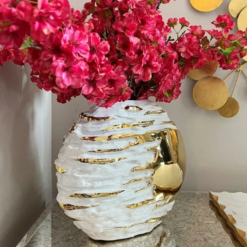 Vase de Luxe en porcelaine - Vase à fleurs doré