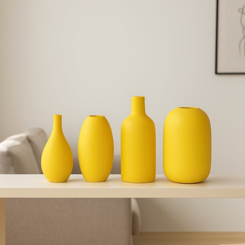 Vase à fleurs en porcelaine jaune - Vase Décoratif - Lysea™