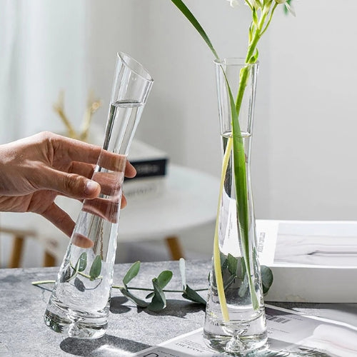 Vase à fleurs en verre transparent - Vase en Verre