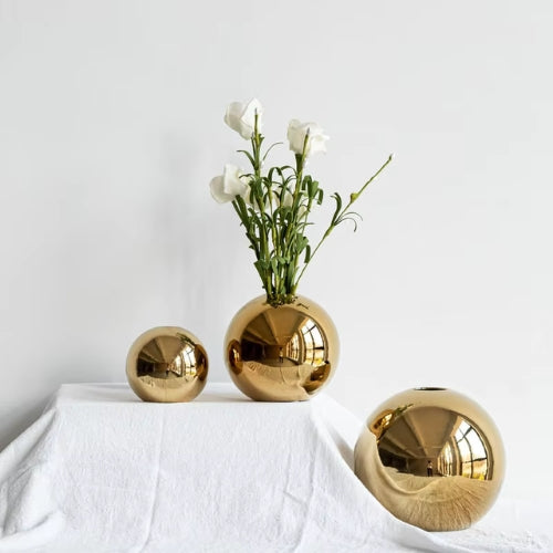 Petit Vase doré décoratif - Petits Vases décoratifs en céramique - Lysea™