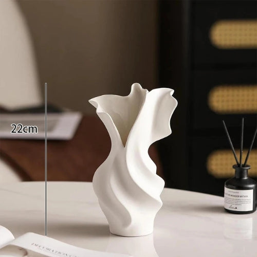 Vase Design blanc - Vase moyen en céramique design - Lysea™