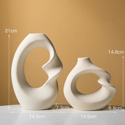 Lot de 2 Vases Moderne en céramique mat / Décoration Design - Lysea™
