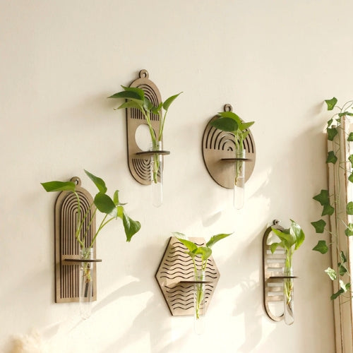 Vase mural en bois - Vase artisanal en bois