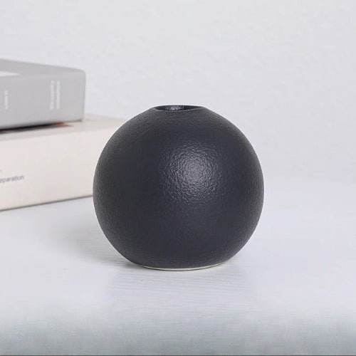 Petits Vases rond en Céramique noir - Petits vases décoratifs - Lysea™