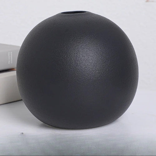 Petits Vases rond en Céramique noir - Petits vases décoratifs - Lysea™