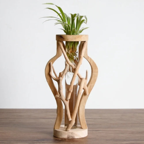 Vase en bois fait main - Vase décoratif en Bois massif