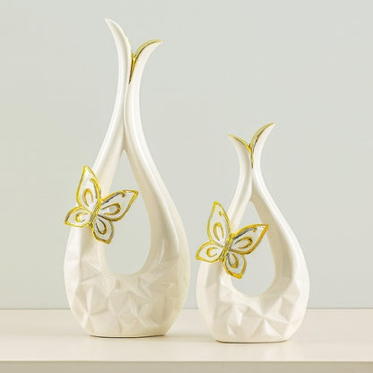 Lot de 2 Vases Design Papillon - Décoration artisanale épuré