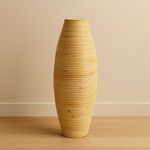 Vase en Rotin indonésien - Vase vintage tissé à la main