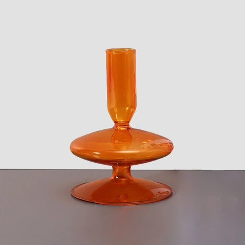 Vase Orange en Verre - Décoration bougeoir - Lysea™