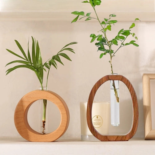 Vase décoratif en Bois et Verre - Arrangement floral - Lysea™