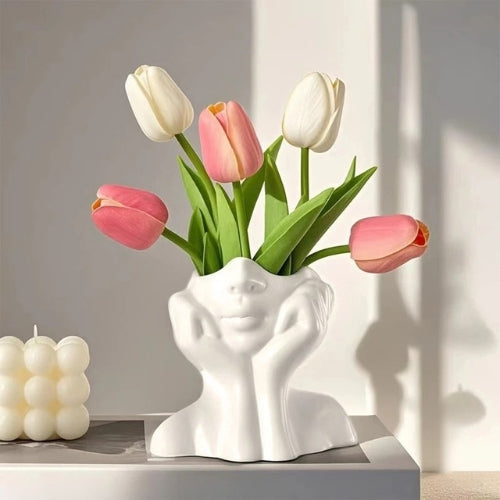 Vase Moderne style bohème - Vase blanc en Céramique - Lysea™