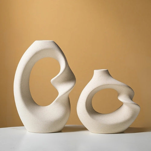 Lot de 2 Vases Moderne en céramique mat / Décoration Design - Lysea™
