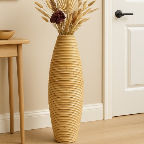Vase en Rotin indonésien - Vase vintage tissé à la main