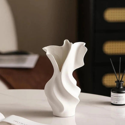 Vase Design blanc - Vase moyen en céramique design - Lysea™