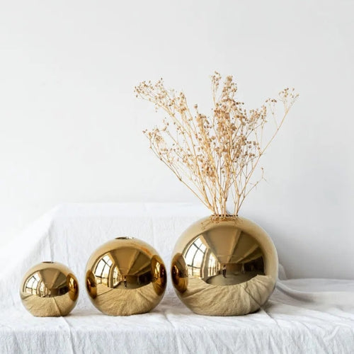 Petit Vase doré décoratif - Petits Vases décoratifs en céramique - Lysea™