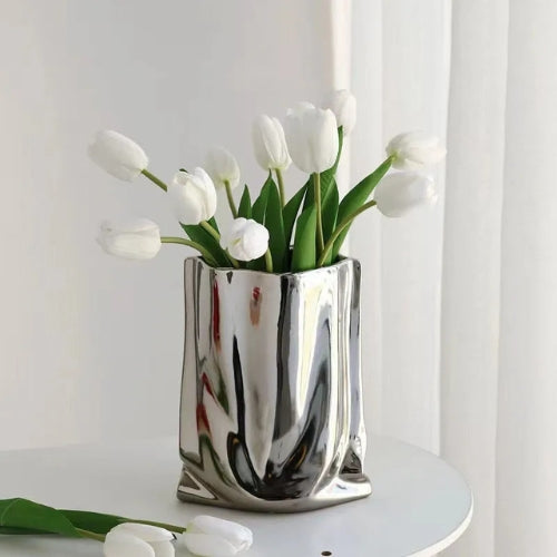 Vase Moderne Argenté - Décoration Moderne en céramique - Lysea™