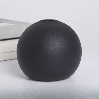 Petits Vases rond en Céramique noir - Petits vases décoratifs - Lysea™