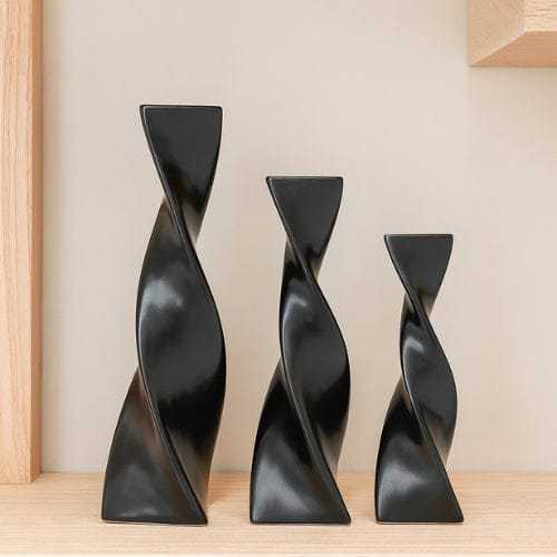 Lysea™ Noir Lot de 3 Vases Design épuré - Décoration artisanale Moderne